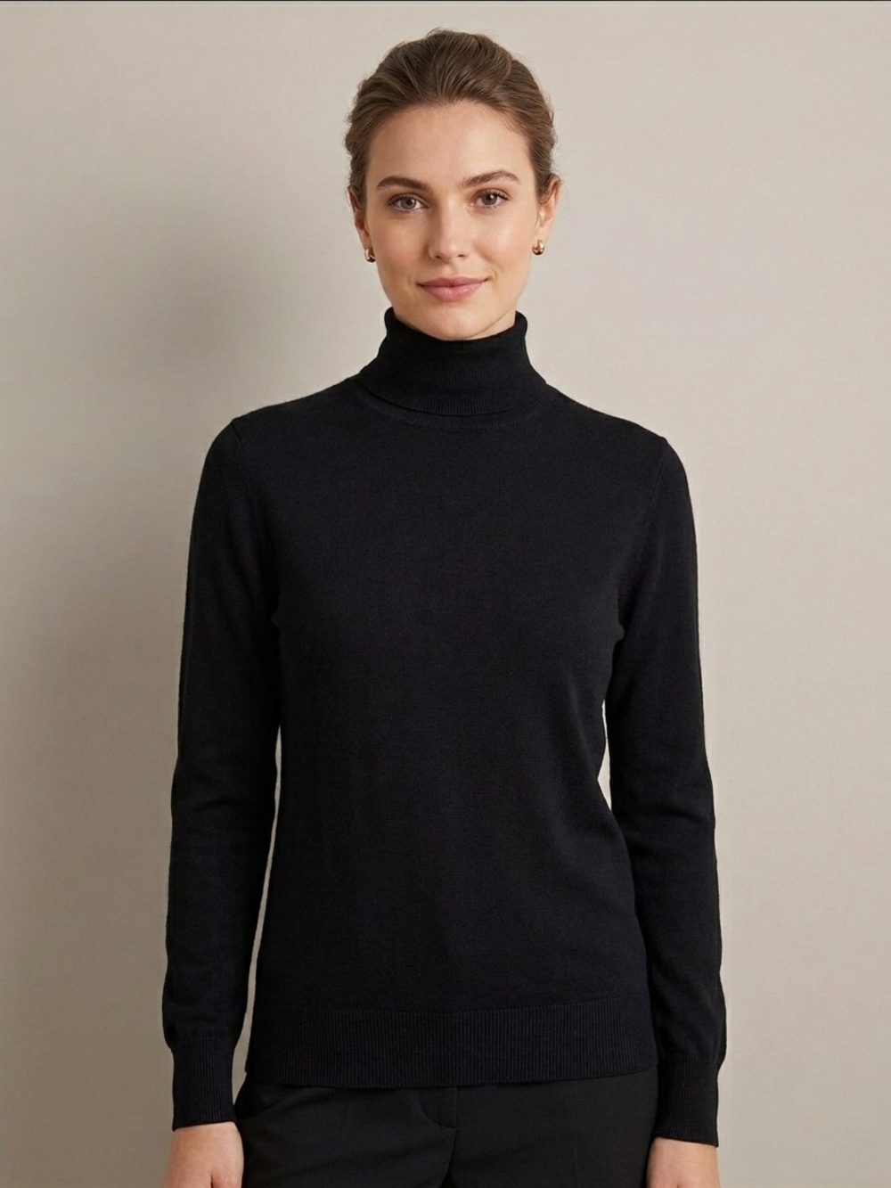 Woolen Bloom Black Turtleneck Sweater M Soft Minimalist Office Quiet Luxury